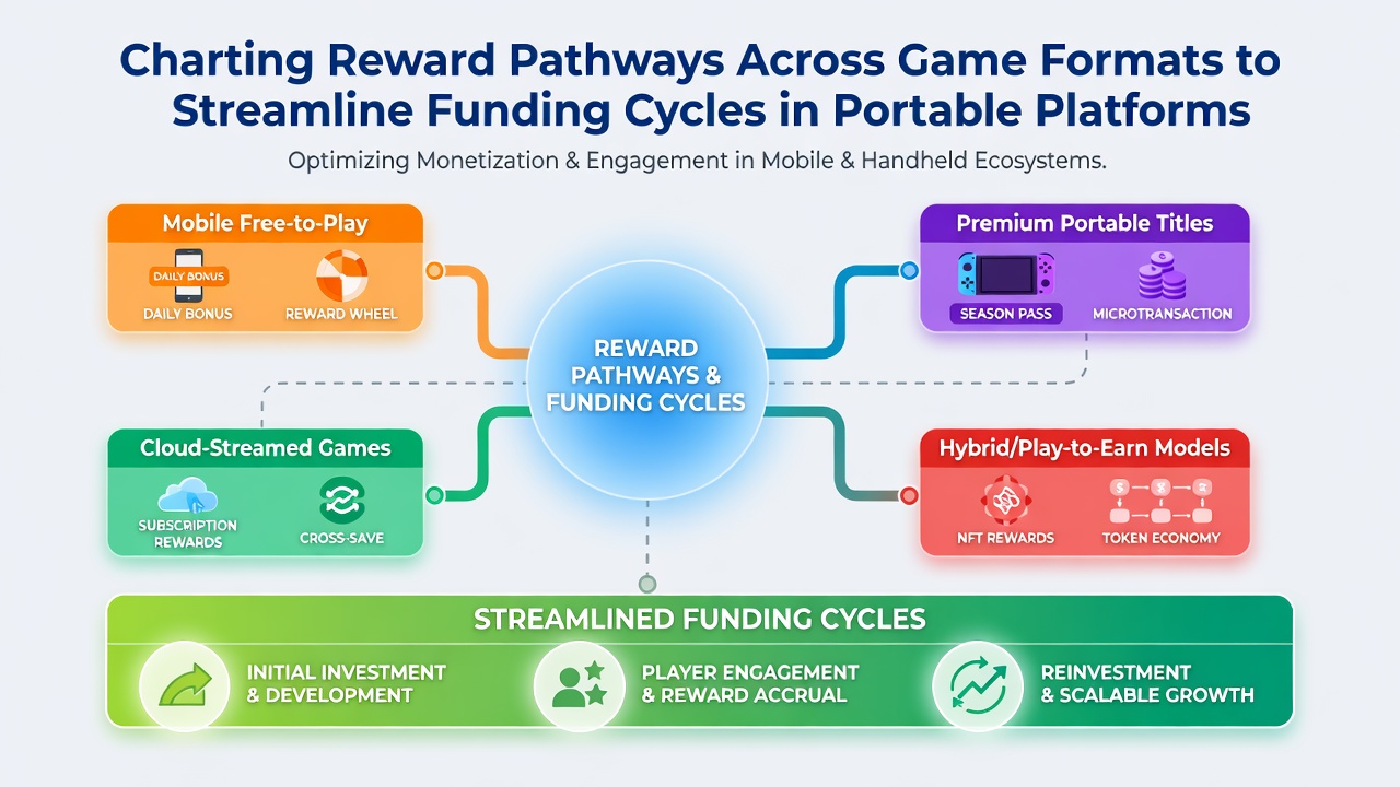 Chart illustrating funding cycle timelines across different mobile game formats and reward integrations