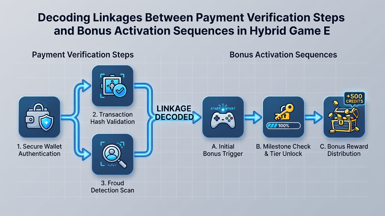 Flowchart illustrating bonus sequence triggers after payment verification in hybrid games