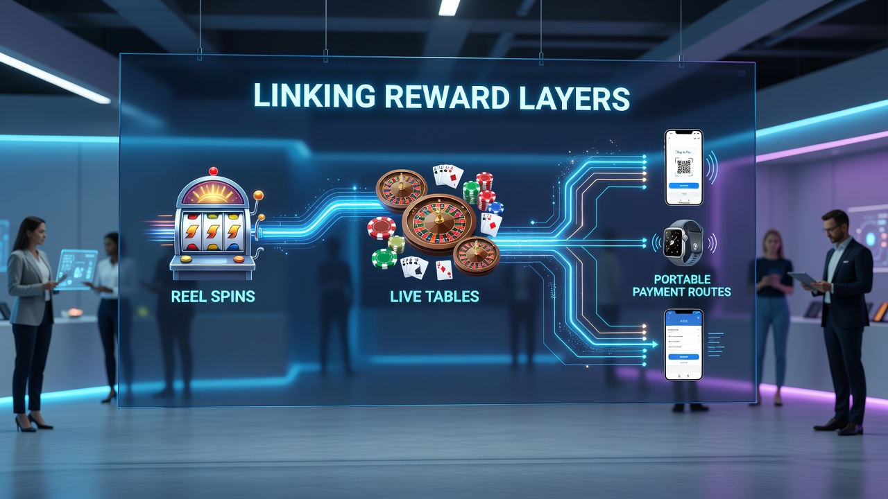 Mobile screen displaying reward points transferring from slot game to live roulette table with payment confirmation overlay