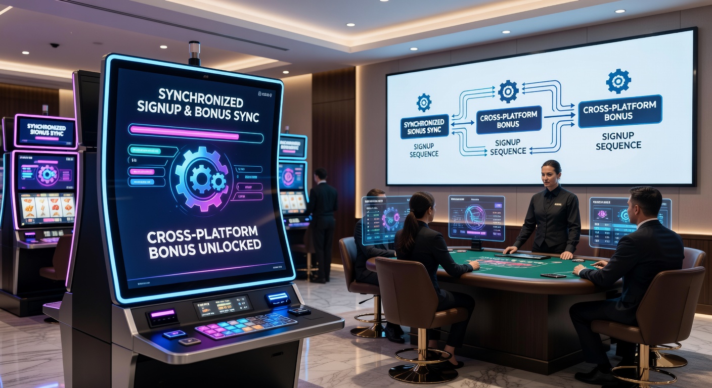 Illustration of bonus synchronization between digital slots and live dealer tables during account onboarding